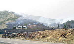 <p>In this photo released by the U.S. Forest Service, the Wildland Fire burns along Nichols Creek Saturday, March 28, 2015, near Red Lodge, Montana. Authorities evacuated a ski lodge in southern Montana because of a wind-driven wildfire heading toward it. The wildfire was reported about 1:45 p.m. Saturday and had burned an estimated 200 acres of grass and timber about 4 miles west of the community of Red Lodge. The fire began on open private land, but it was driven by winds gusting 35 to 50 mph into the Custer National Forest, where the Red Lodge Mountain Resort ski area is located. (AP Photo/U.S. Forest Service)</p>