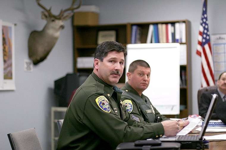 &lt;p&gt;Montana Highway Patrol Captain Greg Watson addresses the public over concerns raised about Trooper Richard Hader by West End Volunteer Fire Chief Bruce Charles at a County Commissioners meeting Monday.&lt;/p&gt;