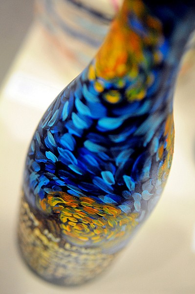 <p>A painted bottle by Flathead senior Elena Musz on display at An Evening of Fine Arts at the Arts and Technology building at Flathead Valley Community College on Tuesday night, April 3, in Kalispell.</p>