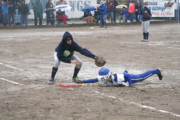 Sahriah Camacho lunges back to first