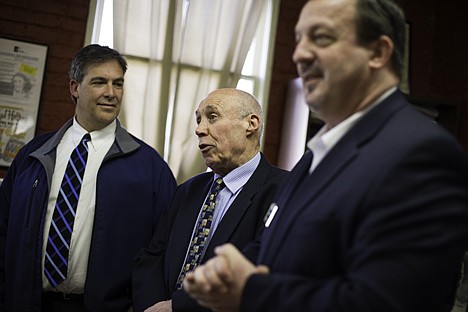 &lt;p&gt;Marshal Mend, center, talks about the Human Rights Education Institute's raffle fundraiser after it was announced Tuesday in Coeur d'Alene. Randy McIntire, vice president of Super 1 Foods, left, and Thomas Carter, executive director for HREI were also part of the announcement.&lt;/p&gt;