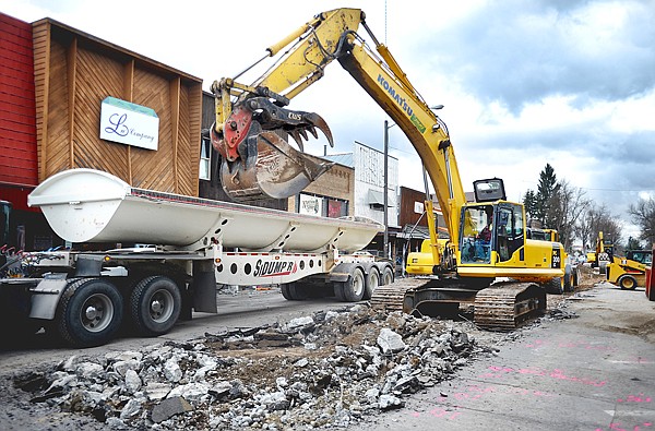 Crews work on the second phase of downtown reconstruction along Central Avenue on Tuesday in Whitefish.