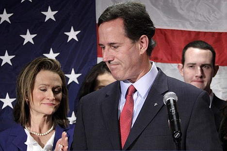 &lt;p&gt;Former Pennsylvania Sen. Rick Santorum turns to his wife Karen, left, after announcing he is suspending his candidacy for the presidency, Tuesday, April 10, 2012, in Gettysburg, Pa. (AP Photo/Gene J. Puskar)&lt;/p&gt;