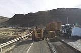 Two injured when semi hits cars near Vantage