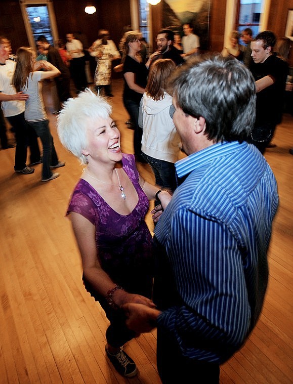 Brenda Ahearn/Daily Inter Lake
Sonya French and Lindsay MacDonald, both of Kalispell, dancing at the Sassafras Ballroom in Kalispell on Friday, April 2.