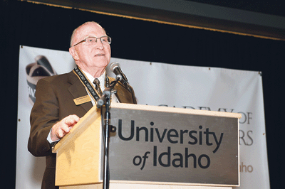 &lt;p&gt;Dr. Allen Stubberud, professor emeritus of the Department of Electrical Engineering and Computer Science at the University of California Irvine, and Sandpoint High School class of 1952, speaks at the University of Idaho College of Engineering&#146;s Academy of Engineers award ceremony. Stubberud was inducted into the academy Thursday in recognition of a lifetime of achievement in electrical engineering. (Photo courtesy Melissa Hartley, University of Idaho)&lt;/p&gt;