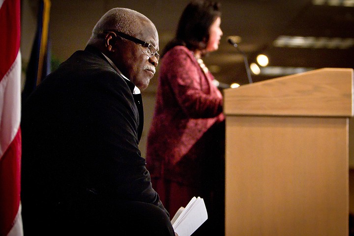 &lt;p&gt;Dr. Reginald Weaver, the vice-president of Education International, Inc., waits to take the podium as he is introduced at the 13th annual Kootenai County Task Force on Human Relations Human Rights Banquet held Monday.&lt;/p&gt;