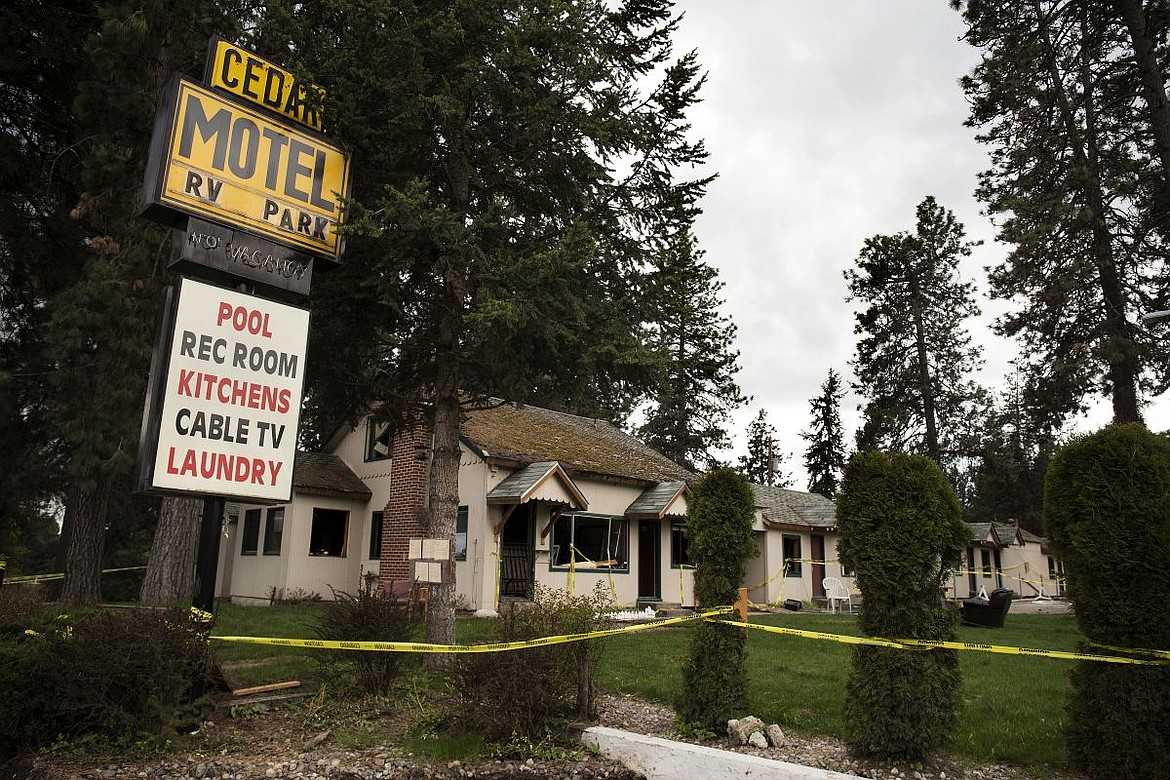 &lt;p&gt;Caution tape surrounds the Cedar Motel and RV Park as crews wrap-up demolishing the structures on Tuesday. Plans are to have the property clear by May.&lt;/p&gt;