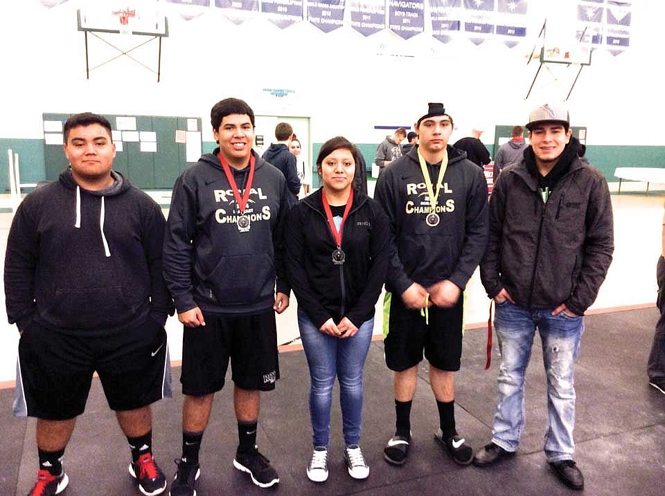 Royal team for the first power lifting meet included, from left, Juan Garcia, Tony Mercado, Lesly Martinez, Derek Alatorre and Guillermo Navarro.