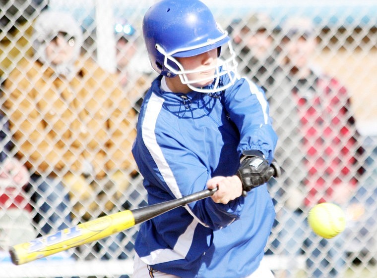 Makayla Becker swings at a ball during a game against Plains.