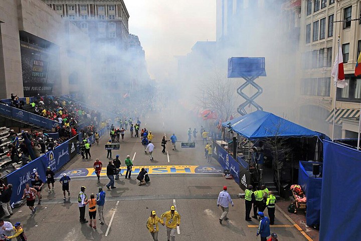 &lt;p&gt;Medical workers aid injured people at the 2013 Boston Marathon following an explosion in Boston, Monday, April 15, 2013. Two explosions shattered the euphoria of the Boston Marathon finish line on Monday, sending authorities out on the course to carry off the injured while the stragglers were rerouted away from the smoking site of the blasts. (AP Photo/The Boston Globe, David L Ryan) MANDATORY CREDIT&lt;/p&gt;