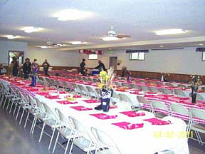 The tables were set with appropriate cowboy decor on April 2.