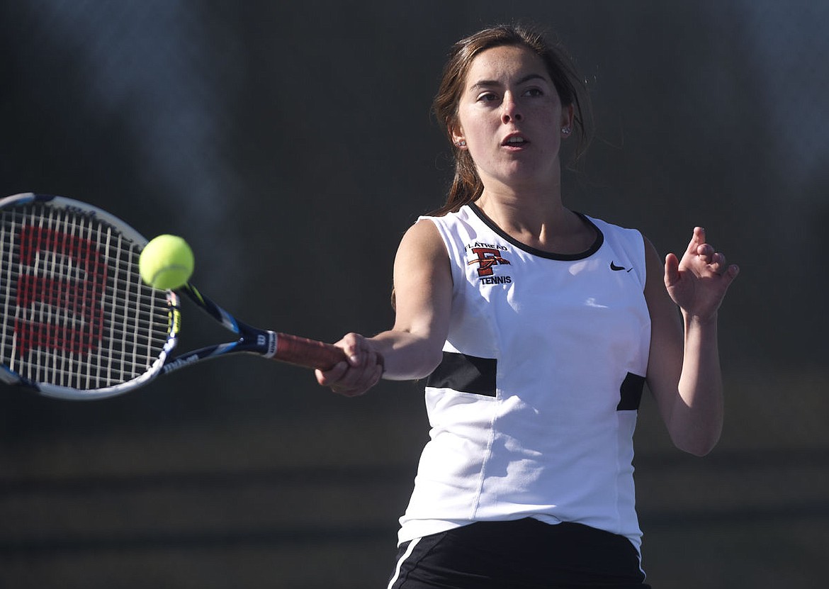 &lt;p&gt;Flathead #2 singles player Rayna Darrow smashes a return in her match against Missoula Sentinel at Flathead Valley Community College on Saturday. (Aaric Bryan/Daily Inter Lake)&lt;/p&gt;