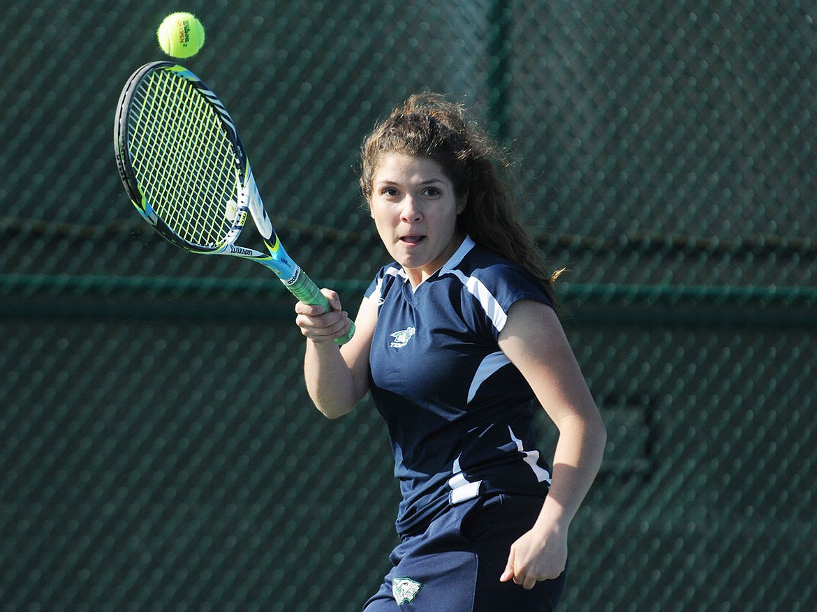 &lt;p&gt;Glacier #1 singles player McKenna Tinseth crushes a return in a match against Big Sky's Shayla Johnson at Flathead Valley Community College on Saturday. (Aaric Bryan/Daily Inter Lake)&lt;/p&gt;