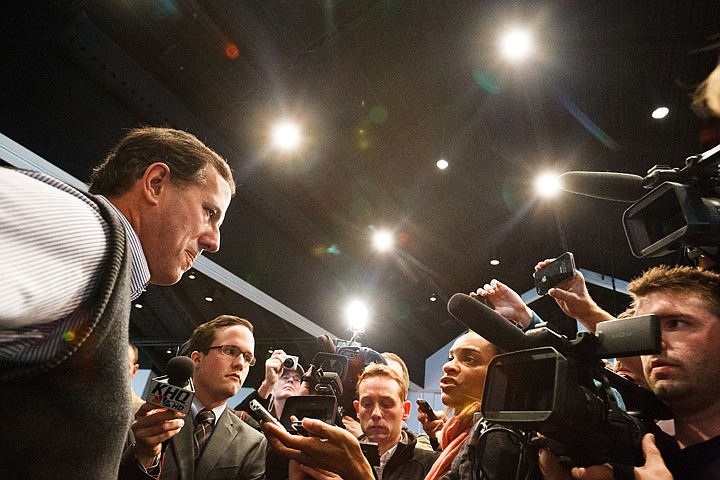 &lt;p&gt;SHAWN GUST/Press Rick Santorum fields questions from local and national media outlets following a campaign speech at the Hagadone Event Center.&lt;/p&gt;