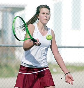 <p>Azure Stever vs. Ronan's Shannon Saint at No. 2 singles 4-15-14.</p>