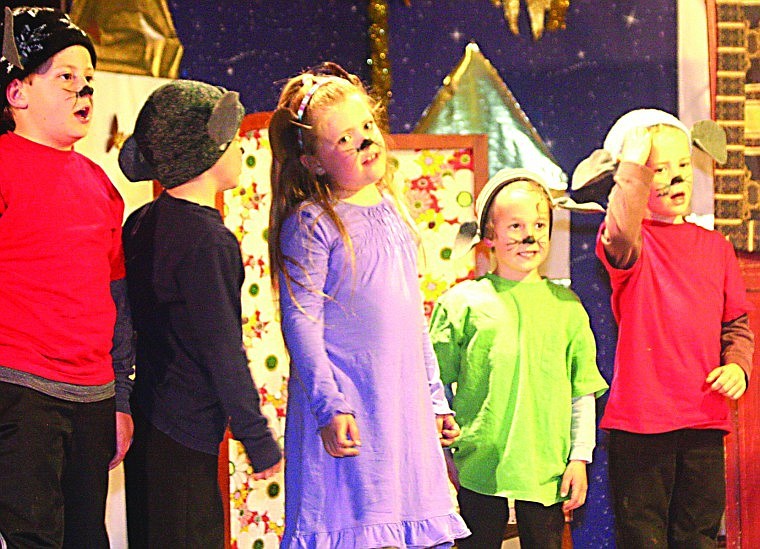 &lt;p&gt;From left to right: Adam Linsey, Trent Smiley, Sussanah Lindsey, Tyler Lyscio and Jim Hansen during the mice chorus in the play &quot;Cinderella&quot; performed at Paradise school on April 13.&lt;/p&gt;