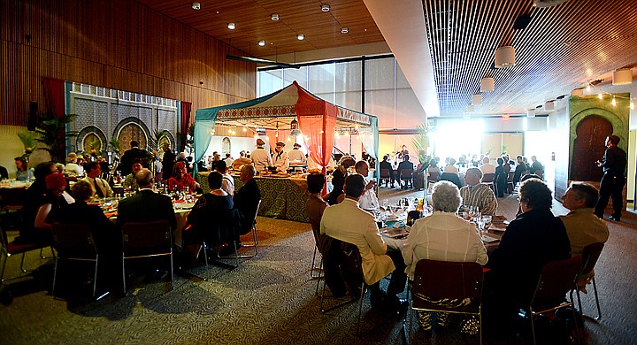 <p>The Large Community Meeting Room in the Arts and Technology Building at Flathead Valley Community College was filled with 114 people people at the spring fundraiser "Casablanca the Dinner" on Saturday, April 12, in Kalispell. The evening began with a Moroccan-themed buffet in the center of the room called: The Dance of the Seven Salads. It included "The Bird that Flew Away" Chickpea Salad, Eggplant Zaalouk, Braised Artichokes and Cipollini Onions with Cumin broth, Marinated Olives, Roasted Peppers with Preserved Lemons, Garlic Confit, Squid and Napa Cabbage, Thai-Style Harissa Sauce and Fresh Tomato and Capers. (Brenda Ahearn/Daily Inter Lake)</p>