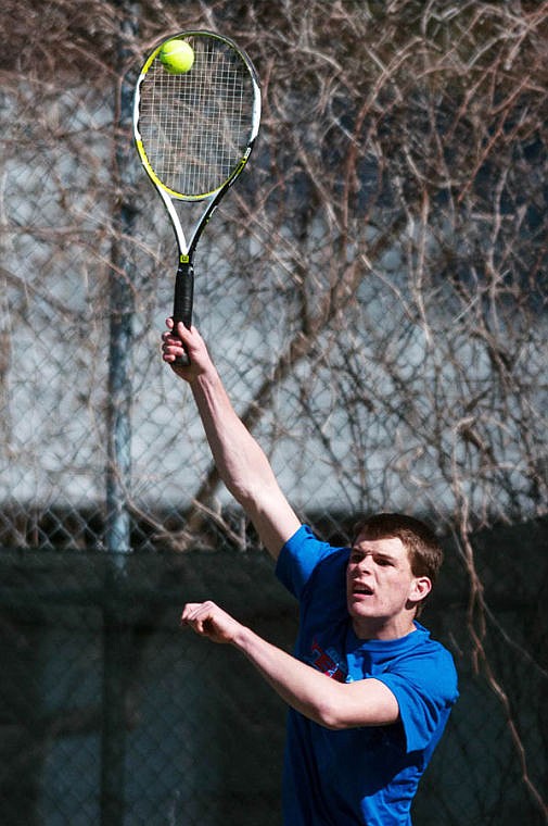 &lt;p&gt;Bigfork's Adam Jordt serves the ball Saturday morning during a doubles tennis match at the Bigfork Public Tennis Courts.&lt;/p&gt;