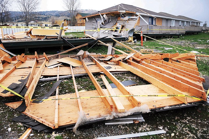 &lt;p&gt;Brenda Ahearn/Daily Inter Lake The wreckage of a rental home fills the lot at the corner of 7th and C Streets on Monday afternoon, April 16, in Dayton. The house exploded Friday evening. First responder Jason Heffner of the Chief Cliff Fire Department estimates he was on the scene and calling dispatch at around 11:30 as debris from the blast was still falling from the sky. Heffner said the investigators have not made an official ruling on the cause of the blast yet, but a propane furnace is suspected. The blast completely destroyed on house and did structural damage to the house next door. Heffner said the blast was heard across the lake as far as Big Arm.&lt;/p&gt;