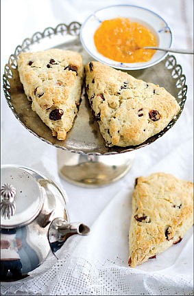 &lt;p&gt;THis photo shows fruit and chocolate scones. Classic to afternoon teas, scones are commonly baked plain or studded with currants, then accompanied with jam and clotted cream, a thick, creamy spread. you can make your own version with any dried fruit, such as blueberries, cranberries or apricots. You also can add chopped nuts or chocolate chips.&lt;/p&gt;