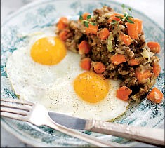 &lt;p&gt;This photo shows bubble and squeak. So named for the sound it makes while its cooking, bubble and squeak is a breakfast hash of sorts designed to use leftovers from the previous nights' boiled dinners.&lt;/p&gt;