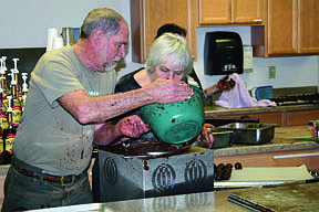 Gary and Loretta Jessop volunteered their time making last week Wednesday evening at the Plains Alliance Church. All proceeds from the fundraiser went towards repairs on the Plains pool.