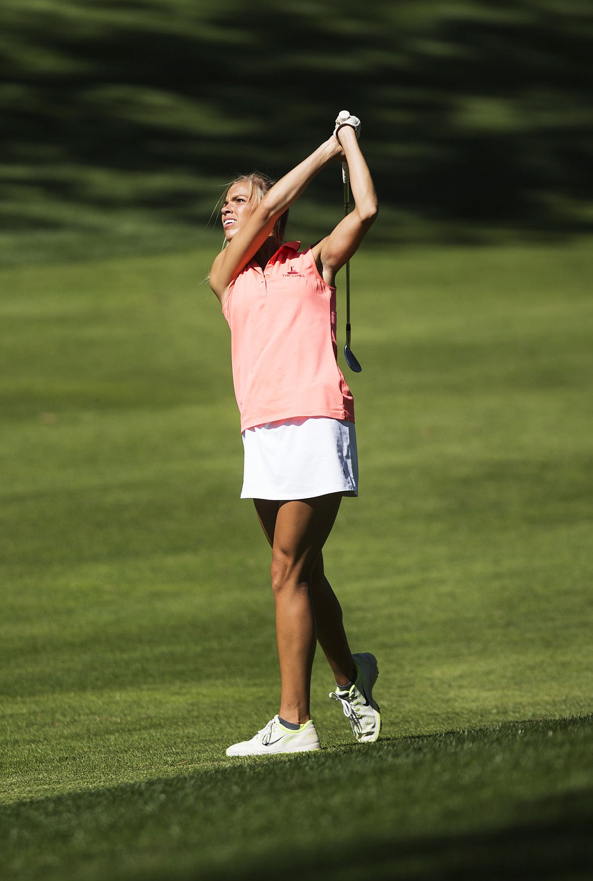 &lt;p&gt;LOREN BENOIT/Press Emily Callahan, of Coeur d'Alene High School, watches her shot fall on the green of the second hole at the Coeur d'Alene Golf Course on Wednesday during a local high school Ryder Cup Shootout.&lt;/p&gt;