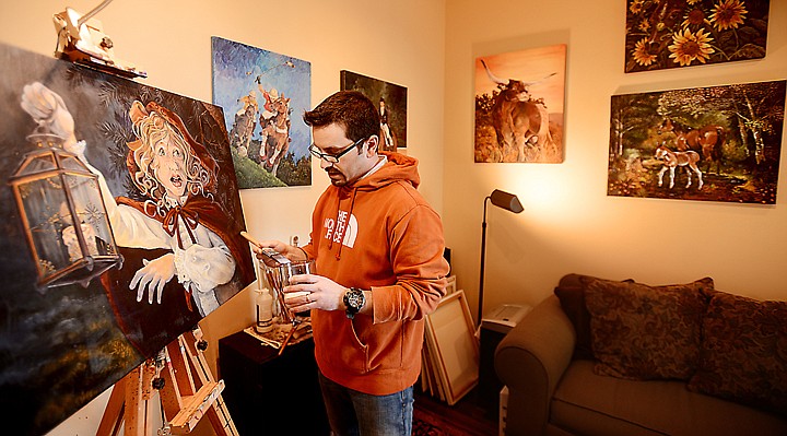 &lt;p&gt;Shane Morgan works on a new painting recently at his home studio west of Kalispell.&lt;/p&gt;