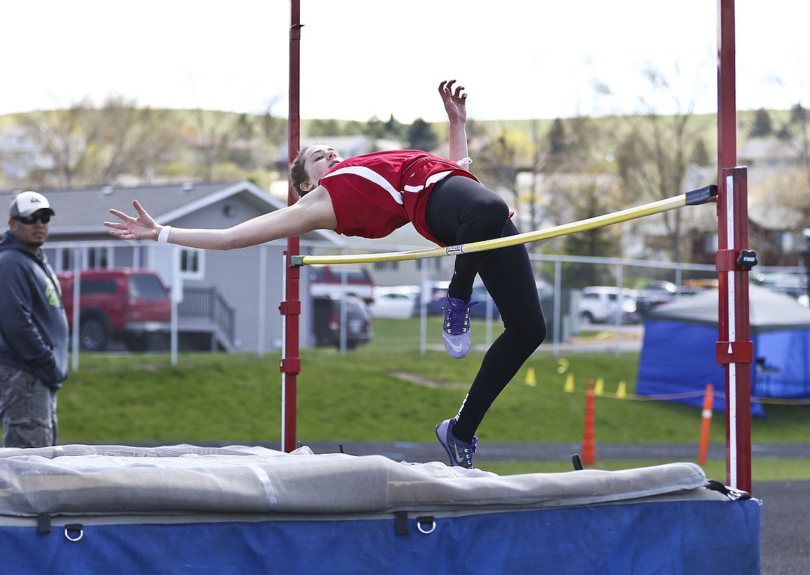 &lt;p&gt;Arlee's Abby Yocum clears the high jump bar during the track meet in Polson Saturday afternoon.&lt;/p&gt;