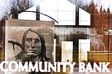 Photo exhibit displayed in bank