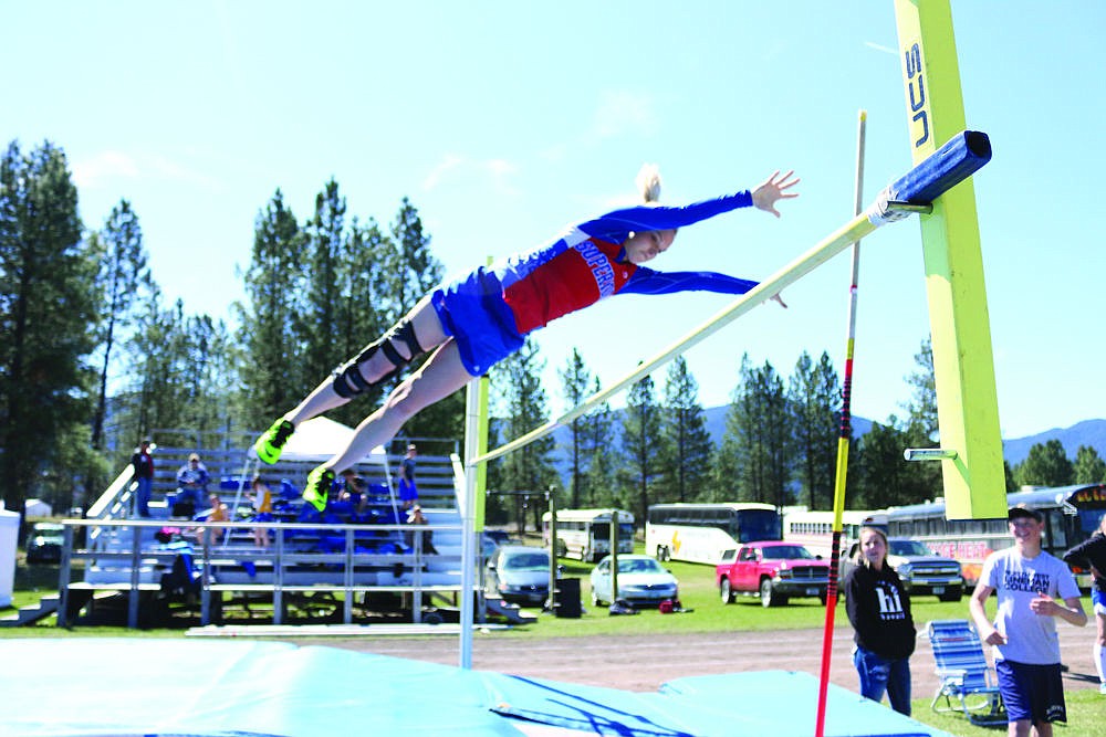 &lt;p&gt;Emma Duboise flies over the bar during the pole vault event last week in Thompson Falls.&lt;/p&gt;