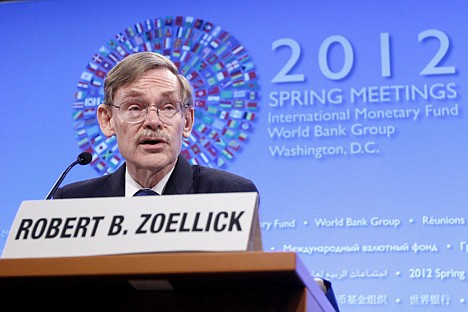 &lt;p&gt;Outgoing World Bank President Robert Zoellick speaks at a news conference at the IMF and World Bank Group Spring Meetings in Washington, Thursday, April 19, 2012. (AP Photo/Charles Dharapak)&lt;/p&gt;