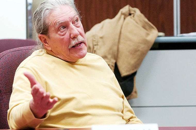 <p>Robert Webb Monday night during a candidate forum at Flathead Valley Community College. April 21, 2014 in Kalispell, Montana. (Patrick Cote/Daily Inter Lake)</p>