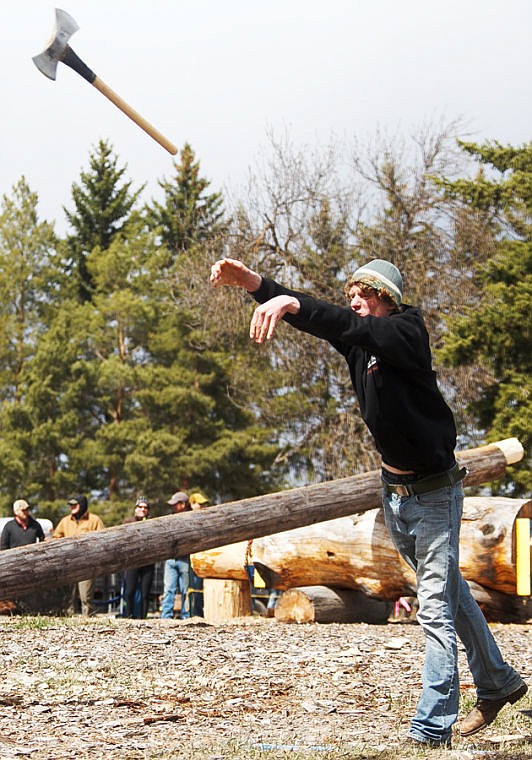 &lt;p&gt;Flathead Valley Community College's Benjamin Burgess competes in the axe throw Saturday afternoon during Stumpjumper Days at FVCC Logger Sports Arena. April 20, 2013 in Kalispell, Montana. (Patrick Cote/Daily Inter Lake)&lt;/p&gt;