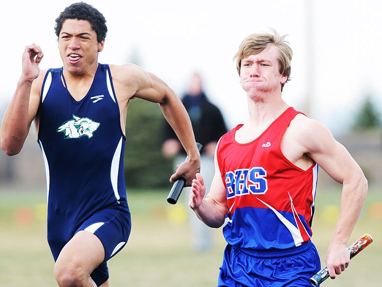 &lt;p&gt;Bigfork senior Austin Gordon (right) edges out Glacier freshman Aaron Robinson in the last leg of the 400-meter relay Tuesday afternoon during the track meet at Glacier High School.&lt;/p&gt;