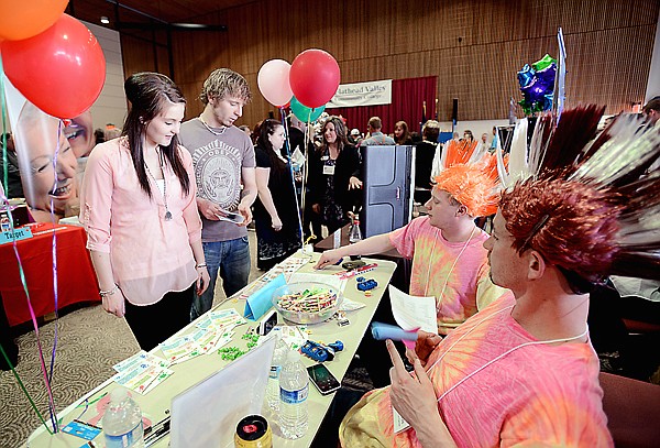 &lt;p&gt;&lt;span&gt;Abby Balla&lt;strong&gt;,&lt;/strong&gt; 16, and Kenneth Goldsberry, 23, both of Kalispell, talk with Steve Arends and Jarred Stephens of The Zone Family Fun Center on Thursday at the Flathead Valley Job Fair at Flathead Valley Community College.Job&#160;&lt;/span&gt;&lt;/p&gt;