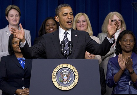 &lt;p&gt;CORRECTING SPELLING PHOTOGRAPHER'S LAST NAME - In this photo taken April 6, 2012, President Barack Obama speaks at a White House forum on women's issues in Washington, where he said women should not be reduced to a political interest group, but respected as a driving force in the economy. As debate intensifies about the role women will play in the choice of the next president Republican presidential candidate Mitt Romney is sharpening his appeal to women voters, acutely aware that he'll need to narrow Obama's commanding lead among that critical voting group. (AP Photo/Carolyn Kaster)&lt;/p&gt;