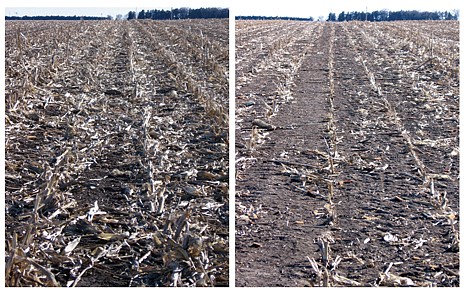 &lt;p&gt;This undated combo photo, provided by the University of Nebraska-Lincoln, shows corn residue after grain harvest, left, adjacent to a field section where corn residue was baled and removed after grain harvest in Jefferson County, Neb. Biofuels made from corn leftovers after harvest are worse than gasoline for global warming in the short term, challenging the Obama administration's conclusions that they are a cleaner oil alternative from the start and will help climate change.&lt;/p&gt;