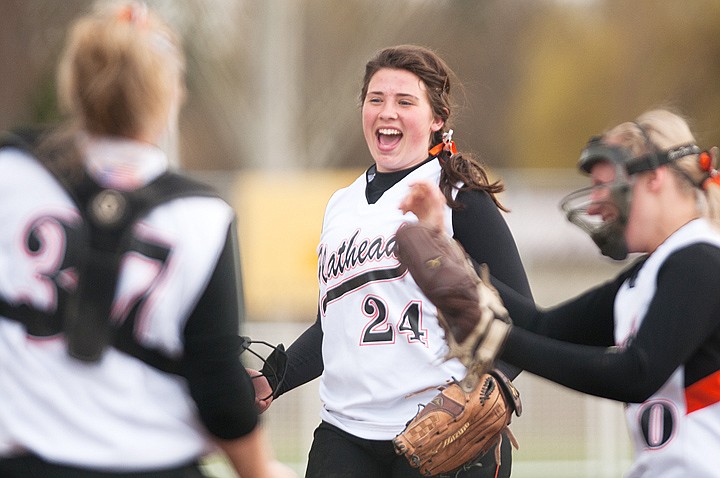 &lt;p&gt;Mackenzie Twichel (24) runs off the field in celebration after the Bravettes victory over Glacier in the first game of a crosstown softball doubleheader at Conrad Complex Friday afternoon.&lt;/p&gt;