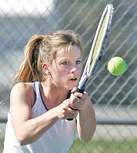 Paul Sievers/The Western News Libby’s Lindsey Kehn won at No. 2 singles.