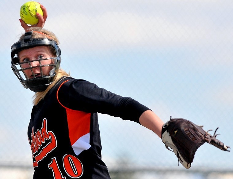 Flathead freshman pitcher Sidney Alberts makes a fielding play on a bunted ball.