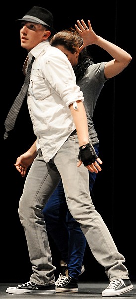 <p>Tyler Wunderlich, 19, takes part in the dress rehearsal for the Dance Elements "All of the Lights" spring showcase Thursday, April 19, at the Whitefish Performing Arts Center.</p>