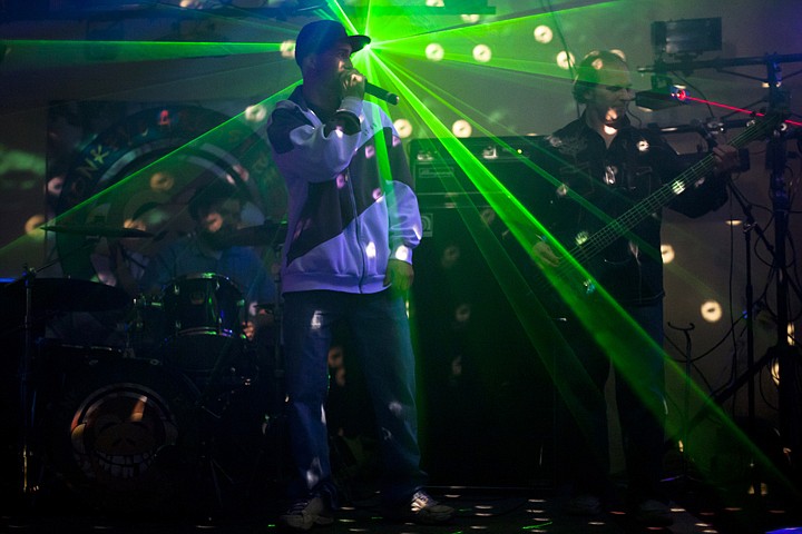 <p>Patrick Cote/Daily Inter Lake Monkey and a Roast Beef Sandwich perform at at Scandal's All Ages Night Club and Amusement Center Satuday night. Saturday, March, 10, 2012 in Kalispell, Mont.</p>