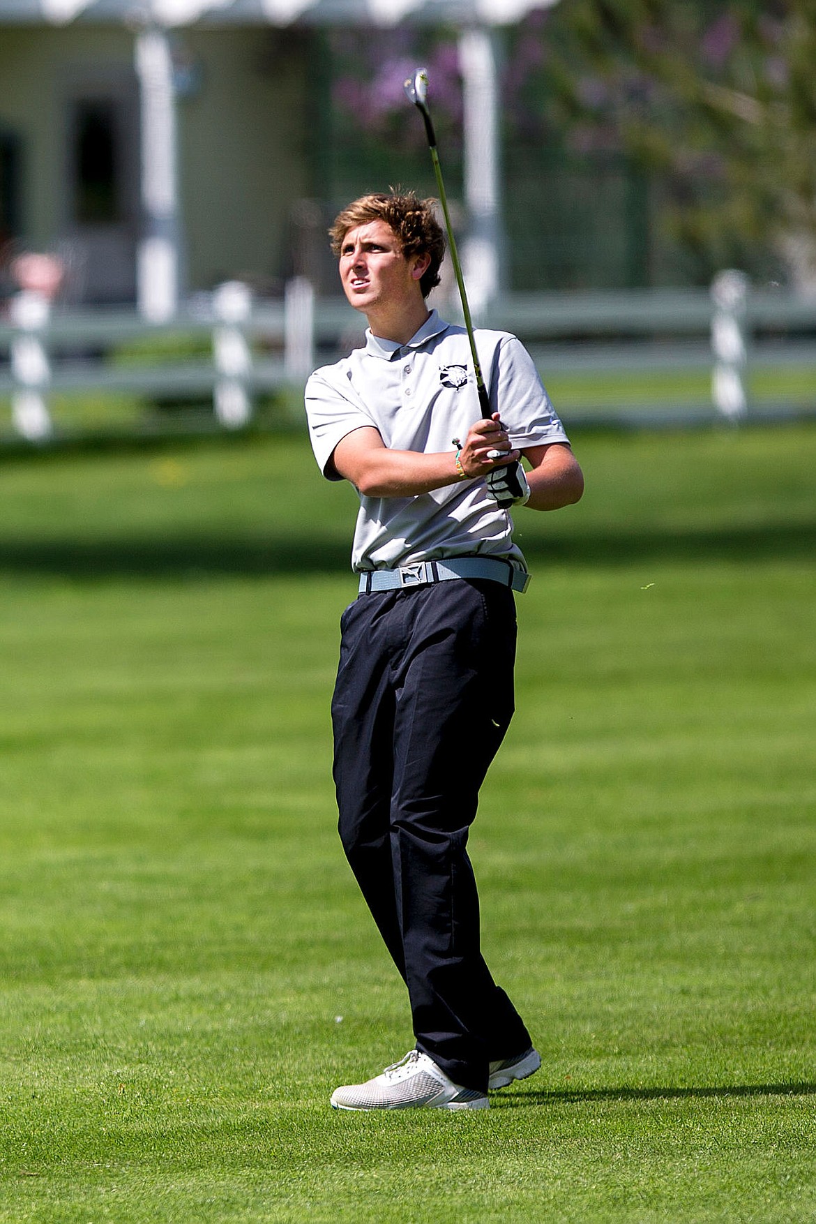 &lt;p&gt;Alex Callahan on Coeur d'Alene watches his approach shot on Monday at the Kraus Invitational at Avondale Golf Club.&lt;/p&gt;