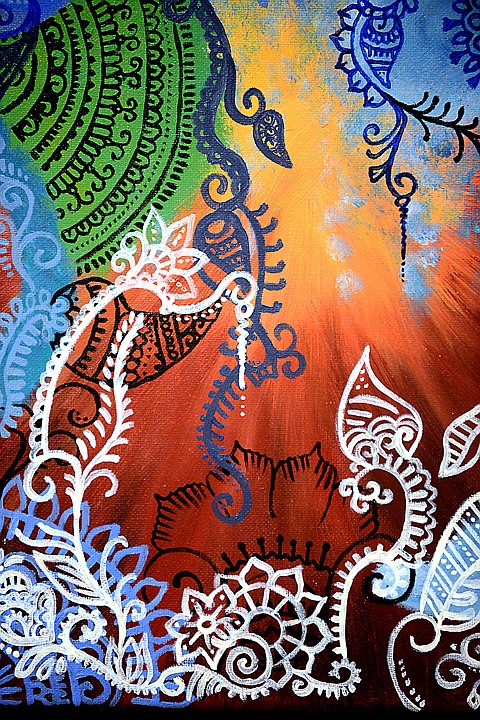 <p>Detail of artwork by Hellgate High School senior Marina Cheery on display at Glacier High School as students from around the state gathered for the Montana Art Institute workshop weekend. (Brenda Ahearn/Daily Inter Lake)</p>