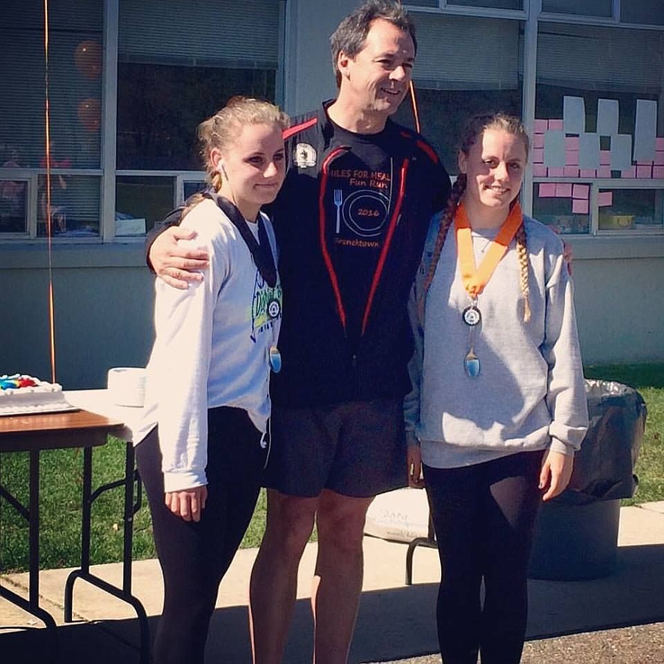 <p>Kat and Maggie Milender of Superior placed second and third in a Miles for Meals 5K run on Sunday April 17 in Frenchtown</p>