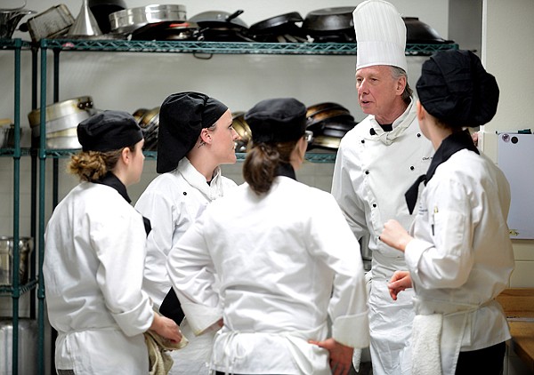 <p>Chef Howard Karp speaks gives instructions to students at the first Chef's Table Vegetarian Night on Friday, April 19, at Flathead Valley Community College. (Brenda Ahearn/Daily Inter Lake)</p>
