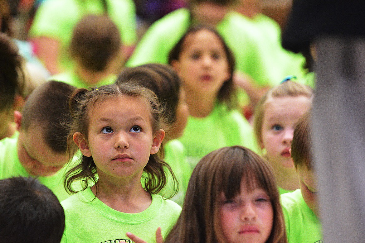 &lt;p&gt;Elliott Natz Lake County Leader Jaylah Boney, 5, looks up at Governor Bullock during his presentation on Wednesday at Pablo Elementary School.&lt;/p&gt;