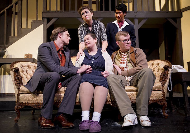 &lt;p&gt;JAKE PARRISH/Press Lake City High School students perform in the comedy production, &quot;Noises Off,&quot; at Lake City High School on April 28, 29, 30 and May 5 and 6. The box office opens at 6:15 p.m. each night, with curtain at 7 p.m. Photographed here on Wednesday: Back row: Anika Hille as Belinda, and Malachi Tran as Freddie. In the front row, from left to right: Oskar Owens as Garry, Cassidy Tidwell as Dotti and Evan Schwaab as Lloyd.&lt;/p&gt;